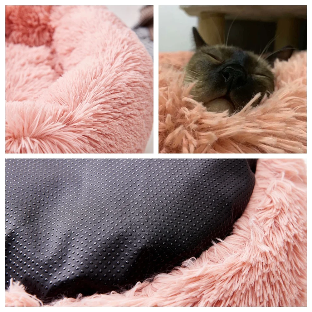 Cat Beds Round Comfy Calming Dog Bed For Cats Soothing Bed Dog Anti Anxiet House For Cat Fleece Marshmallow Cat Bed Cushion image 3