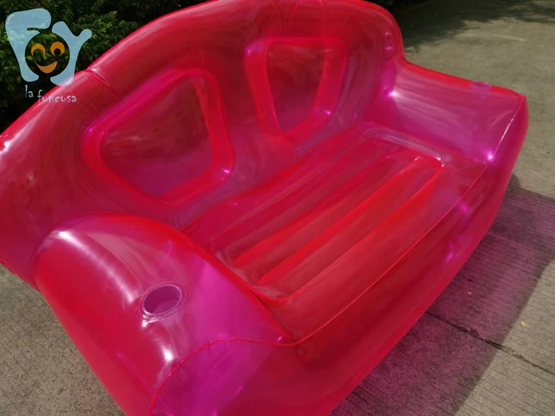 Home OutdoorInflatable Clear Pink Double Person Air Sofa  Bubble Chair Summer Water Beach Party Blow Up Couchs Lounger image 5
