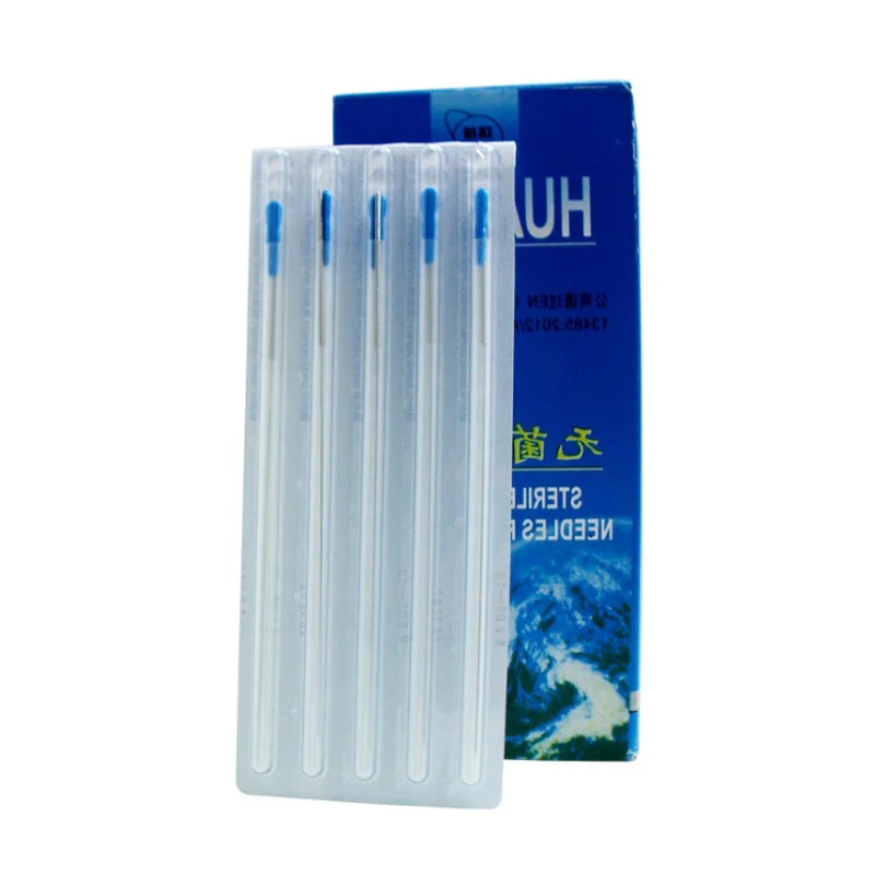 Huanqiu-aguja de acupuntura estéril, para un solo uso, con tubo, 100 piezas/1 caja