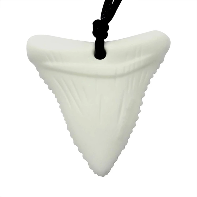 Shark Tooth Silicone Chew Necklace for Teething Babies and Kids Sensory Teether Pendant to Soothe Gums