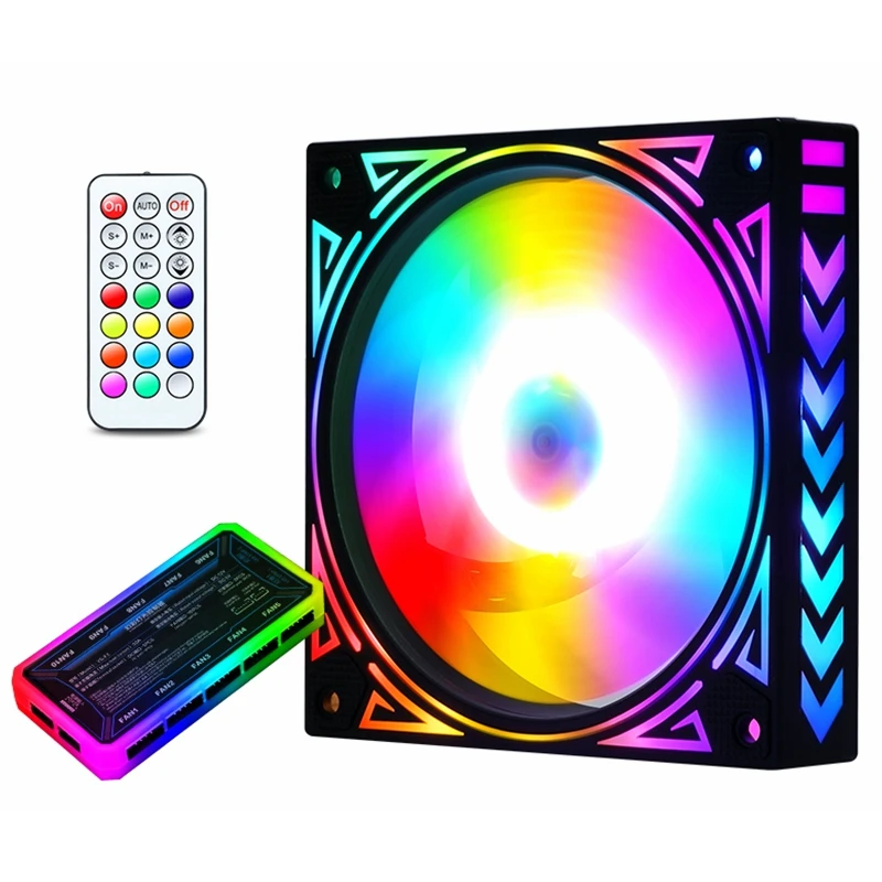 8 In 1 Pc Fan 12Cm Rgb Passen Led Fan Speed Rustige Kleurrijke Led Computer Case Voor Waterkoeling Water blok Chassis Fan