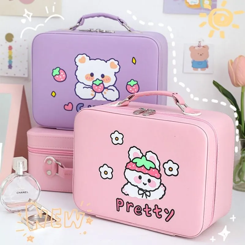 Ins Kawaii Pastel Organizer per cosmetici Cute Large Capacity Makeup Storage Box Travel Portable Girl Women Cosmetic Bags Cases