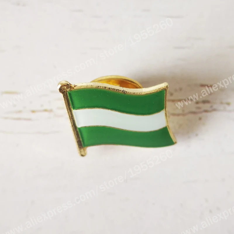 Andalusia Flag Lapel Pins Spain Provincial Nationalities Region Brooch Crystal Epoxy Metal Enamel Badge