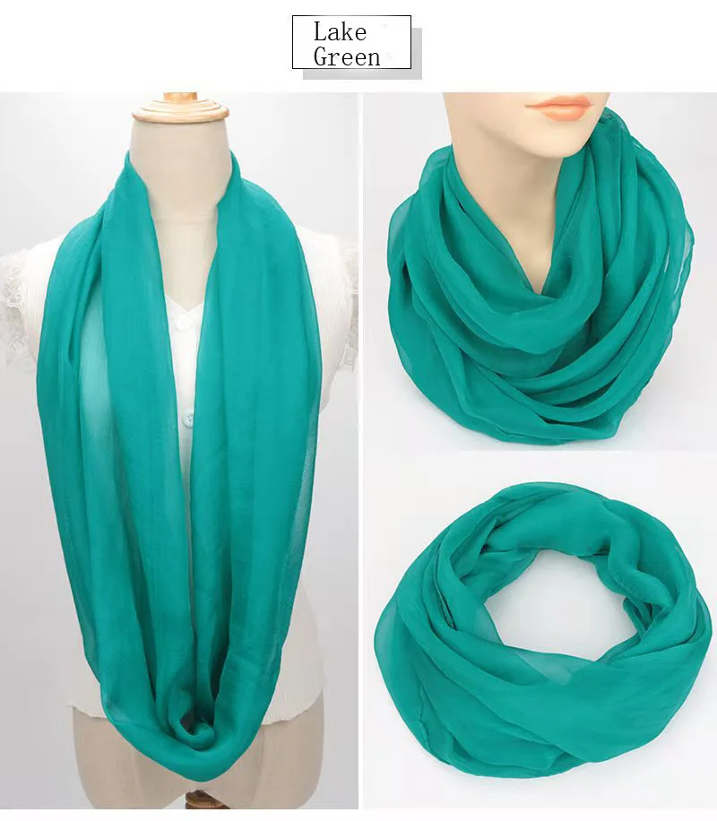 Spring Autumn Chiffon Hedging Bib Pure Color Wild Neck Scarf Women's Soft Light Breathable Decorative Beach Sunscreen Gauze D62