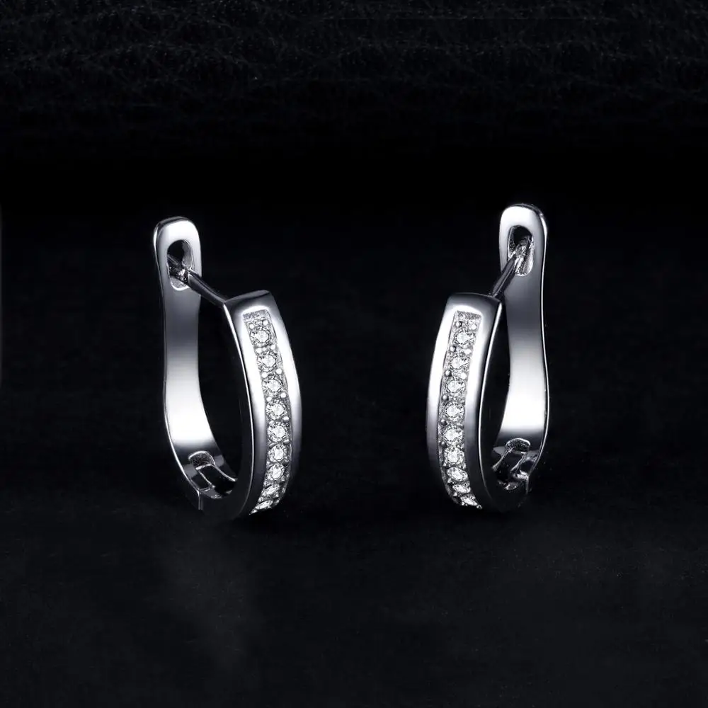 JewelryPalace Channel Eternity 925 Sterling Silver Cubic Zirconia Fashion Clip Earrings for Women