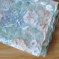 Apricot flowers leaves sequins lace fabric color mesh embroidery fabric clothing, wedding dresses, dress cloth