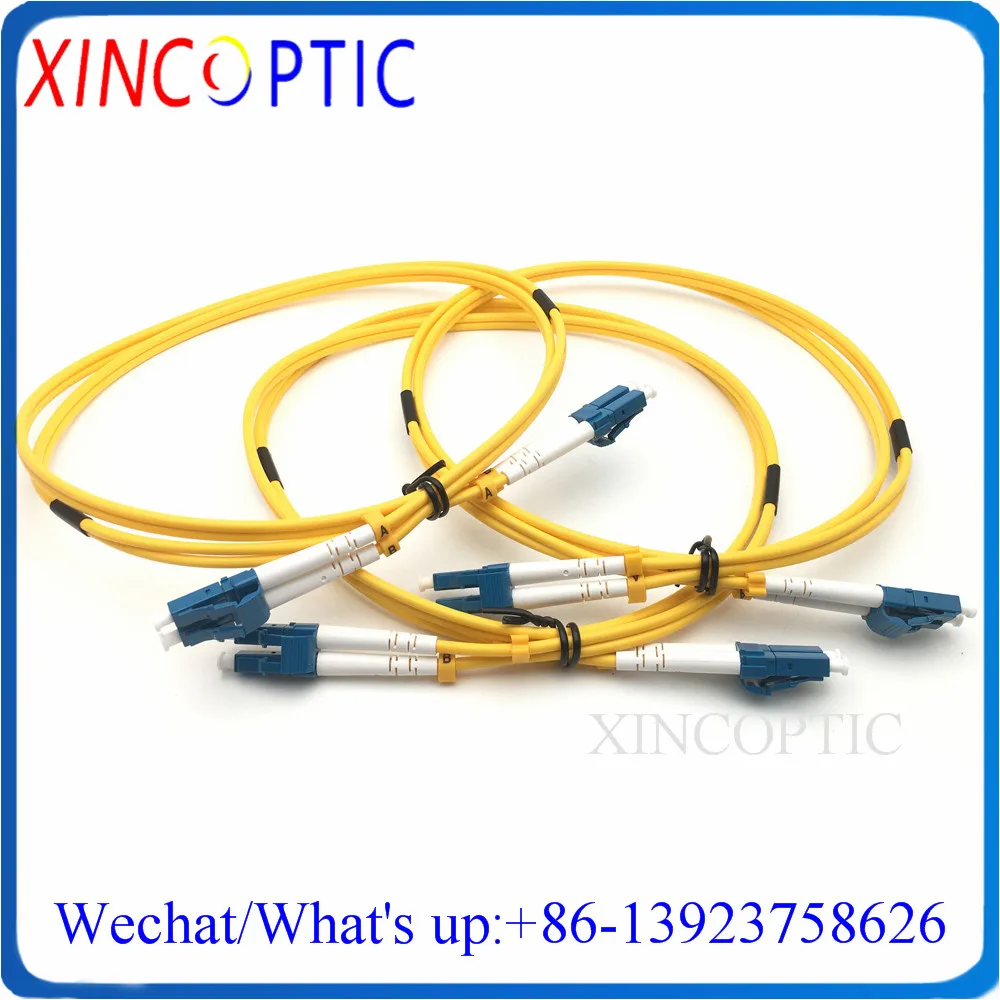 10Pcs SM,DX,1M,Yellow LSZH,2.0mm/3.0mm,LC/UPC-LC/UPC Single Mode 9/125 G652D G657A Duplex Fiber Optic Patch Cord Cable Connector