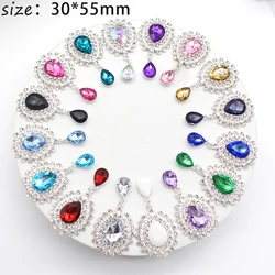NEW 10Pcs 30 * 55mm Water Drops Acrylic Flat Alloy Rhinestone Headdress Clothes Sewing Accessories DIY Gift Box Ornament