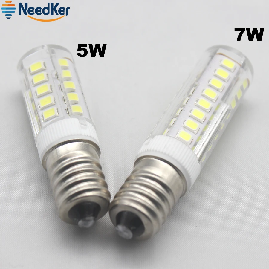 E14 LED Bulb SMD2835 5W 7W LED Corn Light AC 220V 240V Warm Cold White Mini Body Crystal Chandelier Pendant Refrigerator Light