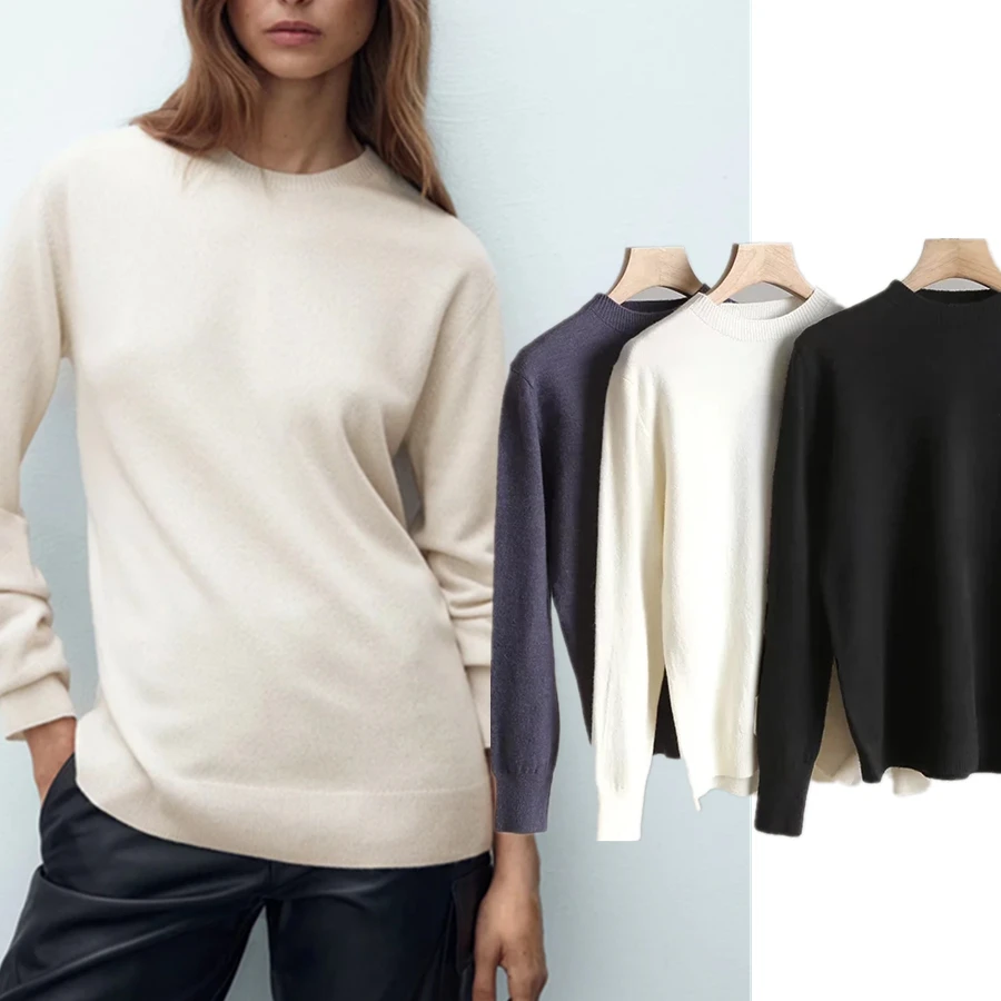 Maxdutti Sweaters Women Pullovers Tops England Style Office Lady Winter Sweaters Women Fashion Solid Simple Alpaca Wool Elegant