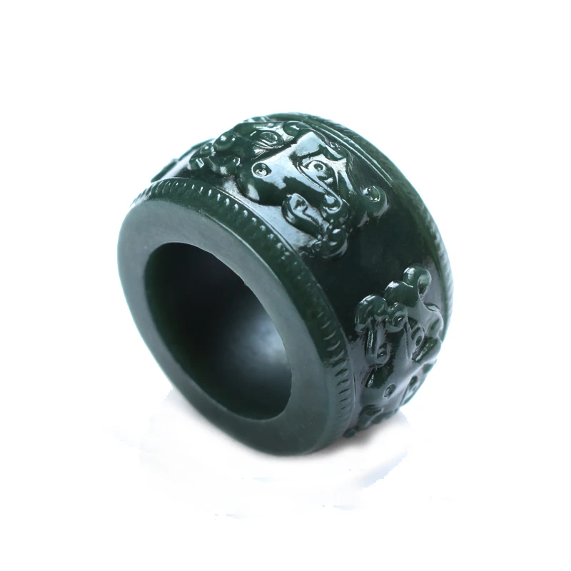 Natural hetian jade ring, handmade sculpture simple jade ring, men party wedding jewelry gift rings for men