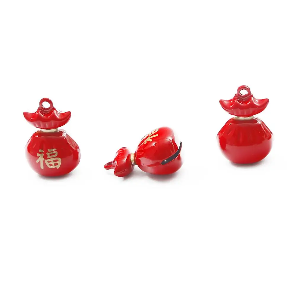 1 قطعة جرس نحاسي النمط الصيني حسن الحظ السحر DIY بها بنفسك مجوهرات الهاتف المحمول المعلقات حقيبة معلقة الحرفية صنع السنة الجديدة زينة عيد الميلاد