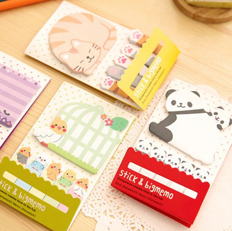 Lovely Pretty Animal Cat Panda Sticky Notes Memo Pad Paper Bookmarks School Supplies Planner Stickers Korean Stationery