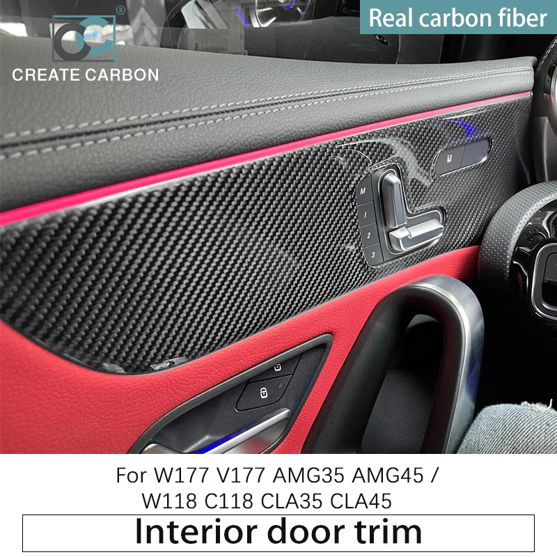 

Real Carbon Fiber Interior Modified Door Trim Cover For Mercedes Benz W177 V177 AMG35/45 W118 C118 CLA35/45 A45S