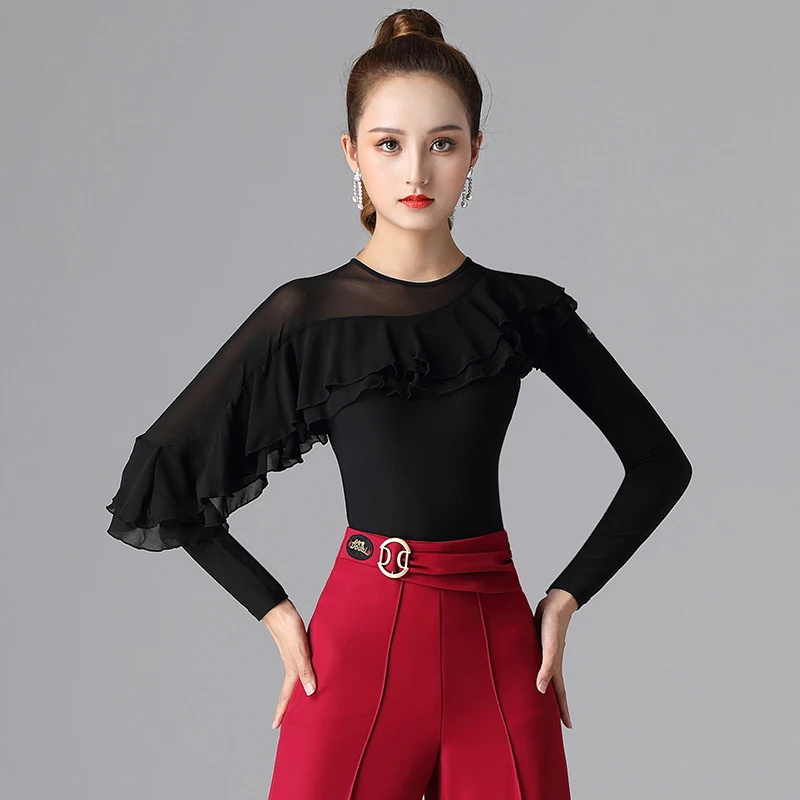 dance clothes top new ladies modern new arrival dance long sleeve fashion printing national standard dance Latin dance clothes