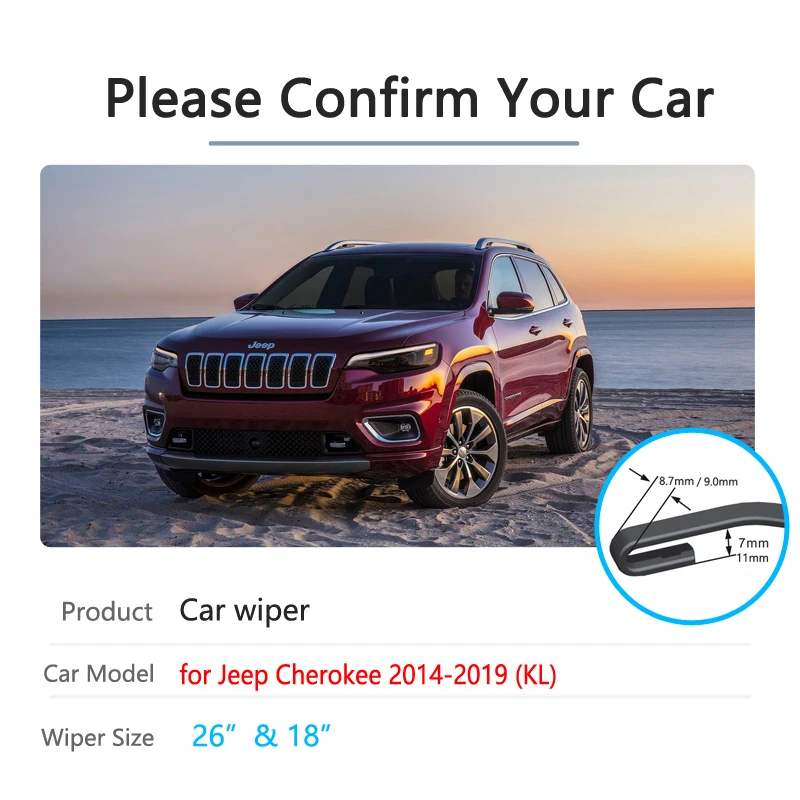 for Jeep Cherokee KL 2014 2015 2016 2017 2018 2019 Car Wiper Blades Front Window Windscreen Windshield Car Accessories Stickers