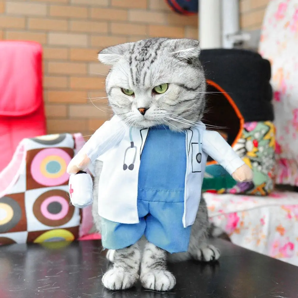 Pet Halloween Costume Funny Dog Cat Doctor Costume Pet Doctor Clothing Funny Cosplay Clothes Dress Apparel Outfit Uniform