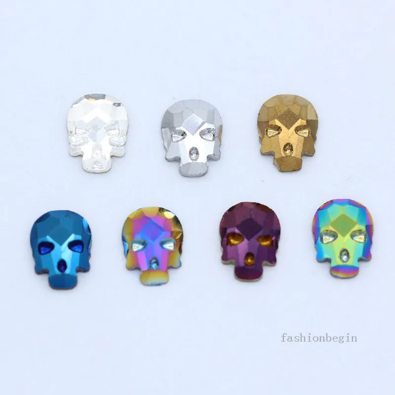 20p 6*8mm Skull Bone Crystal Nail Holographic Halloween Rhinestone Flatback Charms Gems Irregular Jewelry 3D Nails Accessories