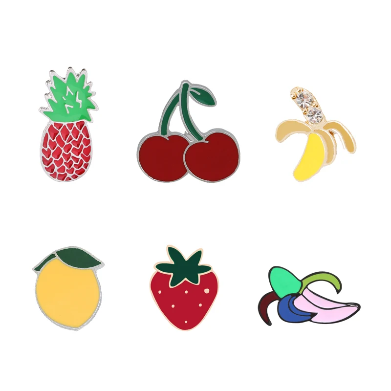 Banana Cherry Apple Strawberry Lemon Enamel Pins Cartoon Fruit Brooches Button Badge Gifts for friends Clothes Jackets Lapel Pin