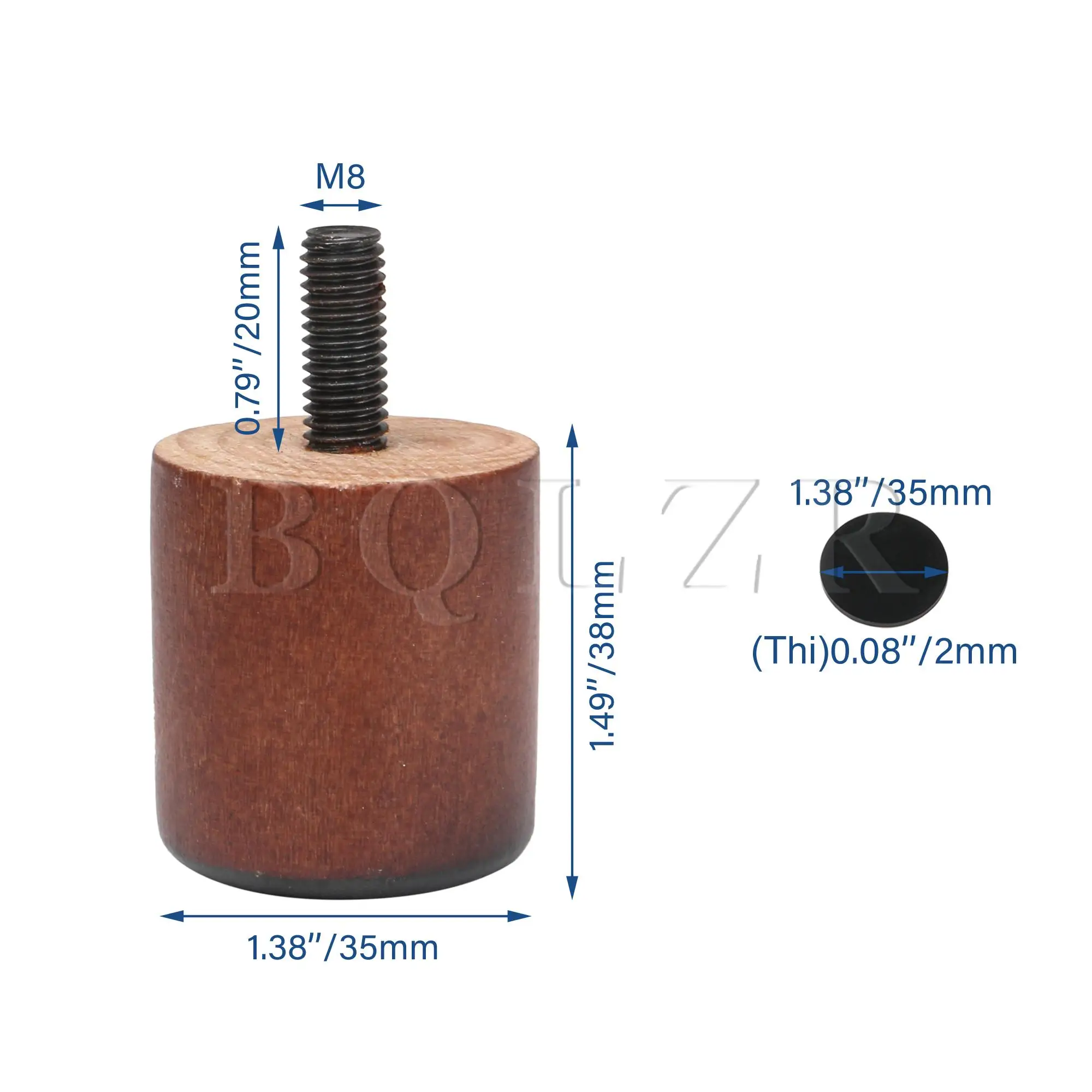 BQLZR Cylindrical Wooden Couch Legs Furniture Feet Brown 3.7x3.5cm Pack of 8