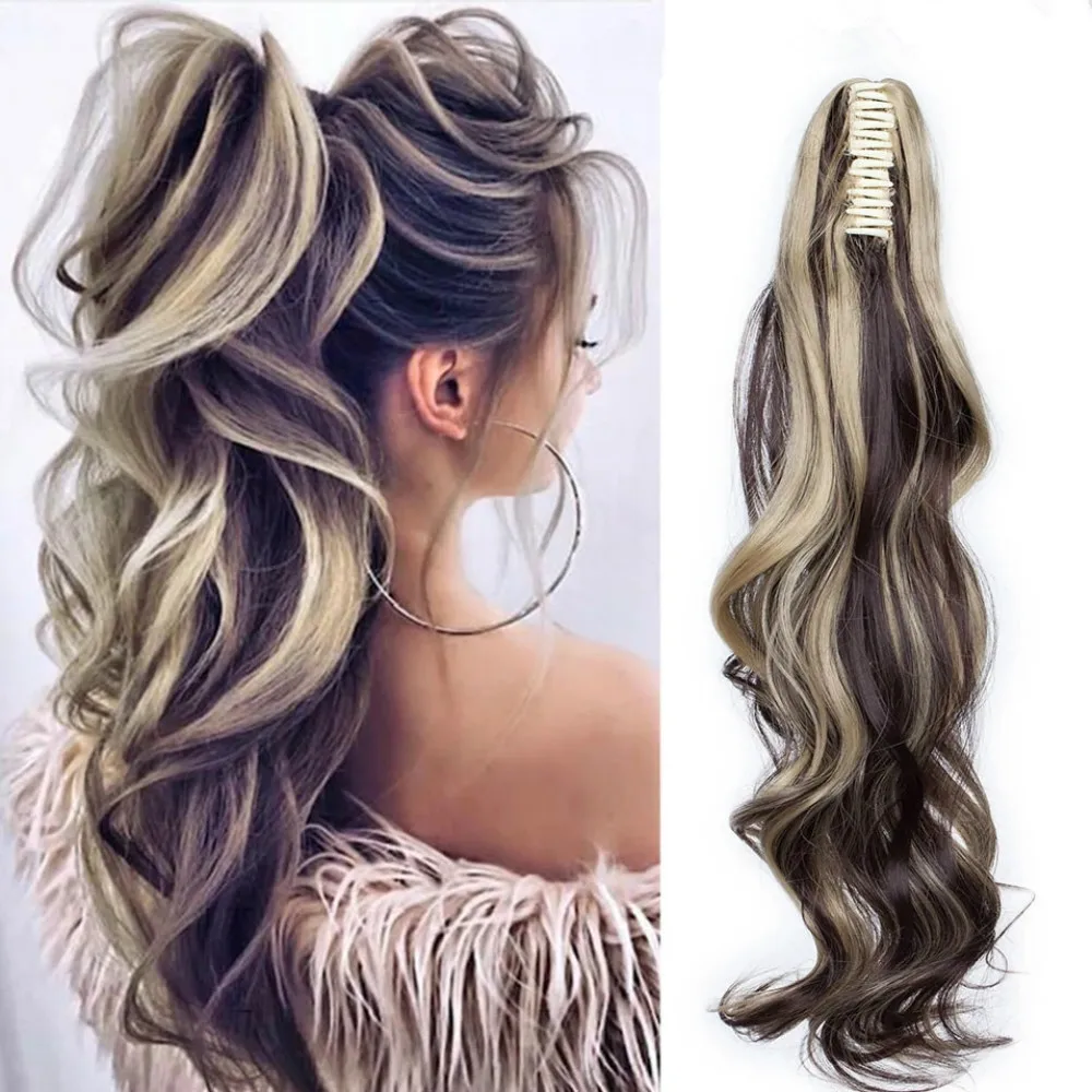 Wavy Claw Clip Ponytail Curly Hair Women Human Pony Hairpiece Extensions Clip Hair As Long Claw Extra Real Hair Clip