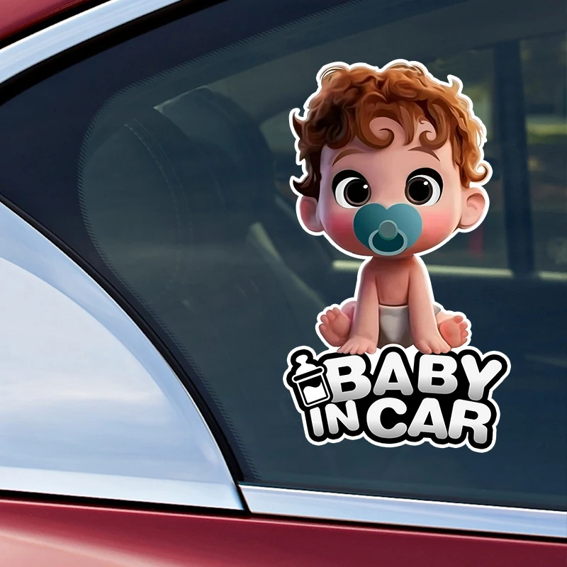 

20976# Self-adhesive Vinyl Decal Boy Baby in Car Sticker Waterproof Auto Decors on Bumper Rear Window