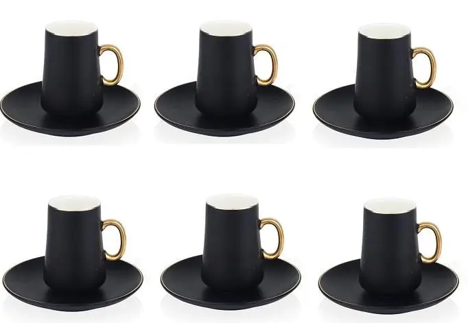 DOLBOVI Acar Matt black 12 piece 6 s gold coffee cup pad 009649 mug кружка coffee cup cup