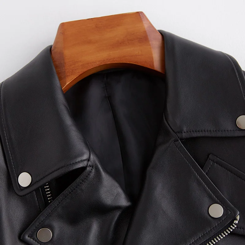 Nerazzurri-chaquetas de cuero sintético suave para mujer, chaqueta de manga larga con cremallera, holgada, de piel sintética, para otoño y primavera