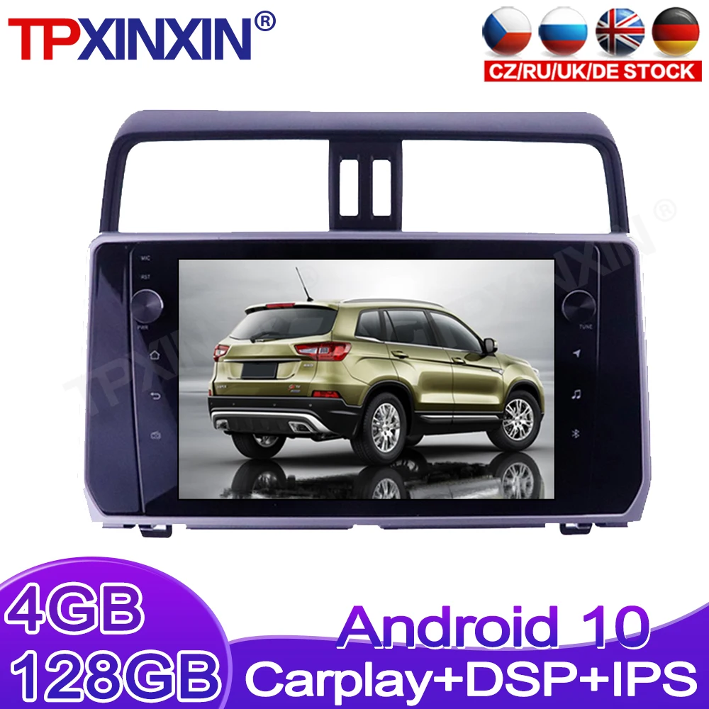 Android 4G+128GB For Toyota Land Cruiser Prado 150 2018 2019  Car Multimedia Player Stereo Radio Tape Head Unit GPS Navigatie