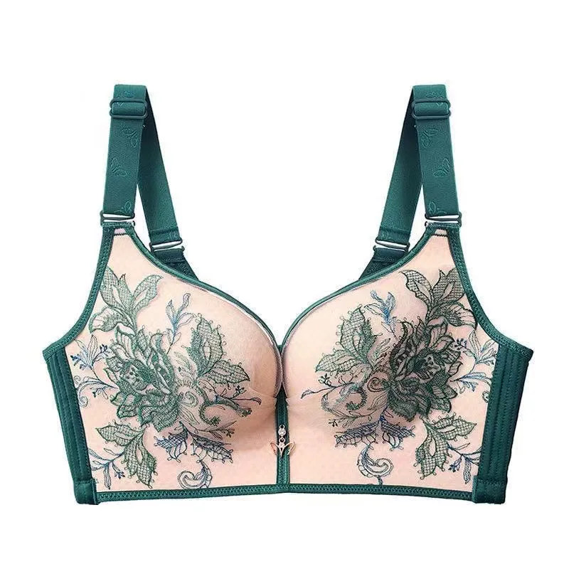 Large Size Exquisite EmbroideredSexy Bra Plus Size Women Gorge Push Up Thin Full Cup C D E Cup