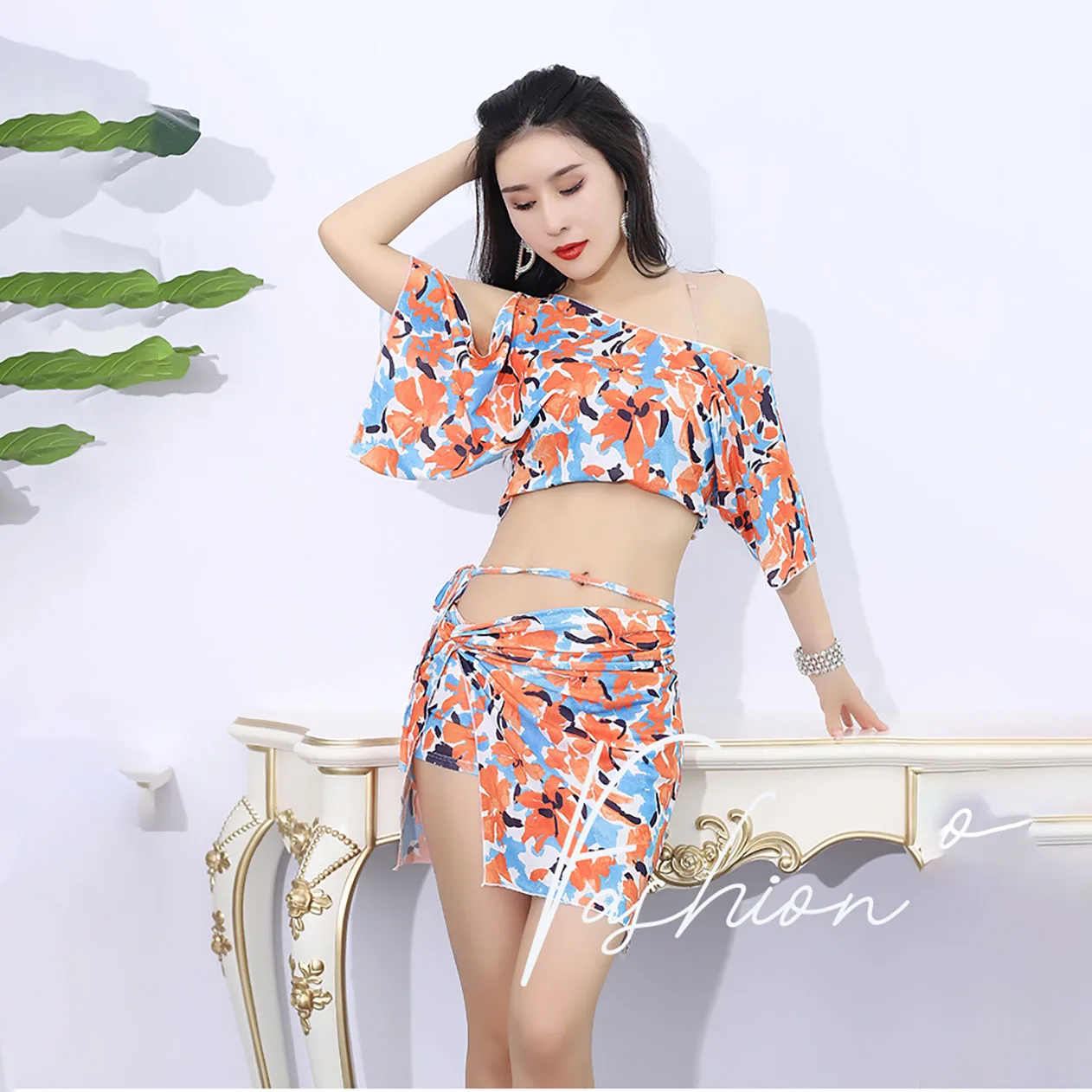 Belly dance costume summer new sexy top+short skirt dance clothes  oriental dance performance clothes suit women dance set