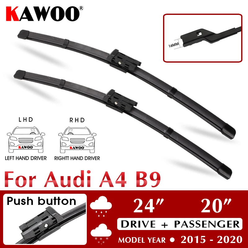 

KAWOO Wiper Car Wiper Blade for Audi A4 (B9) 2015-2020 Windshield Windscreen Window Wash 24"+20" LHD RHD Auto Accessories