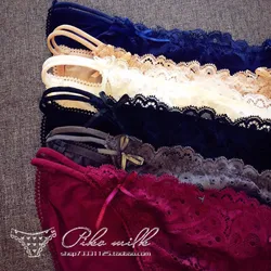 2021 Women's Underwear Panties Sexy Lace Panties Ladies Fashion Bow Briefs Low Waist Solid Color Underpants Female Lingerie