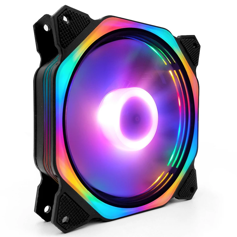 12cm Computer Case Fan Octagonal LED Silent Internal and External Light Desktop Computer Cooling Case Fan