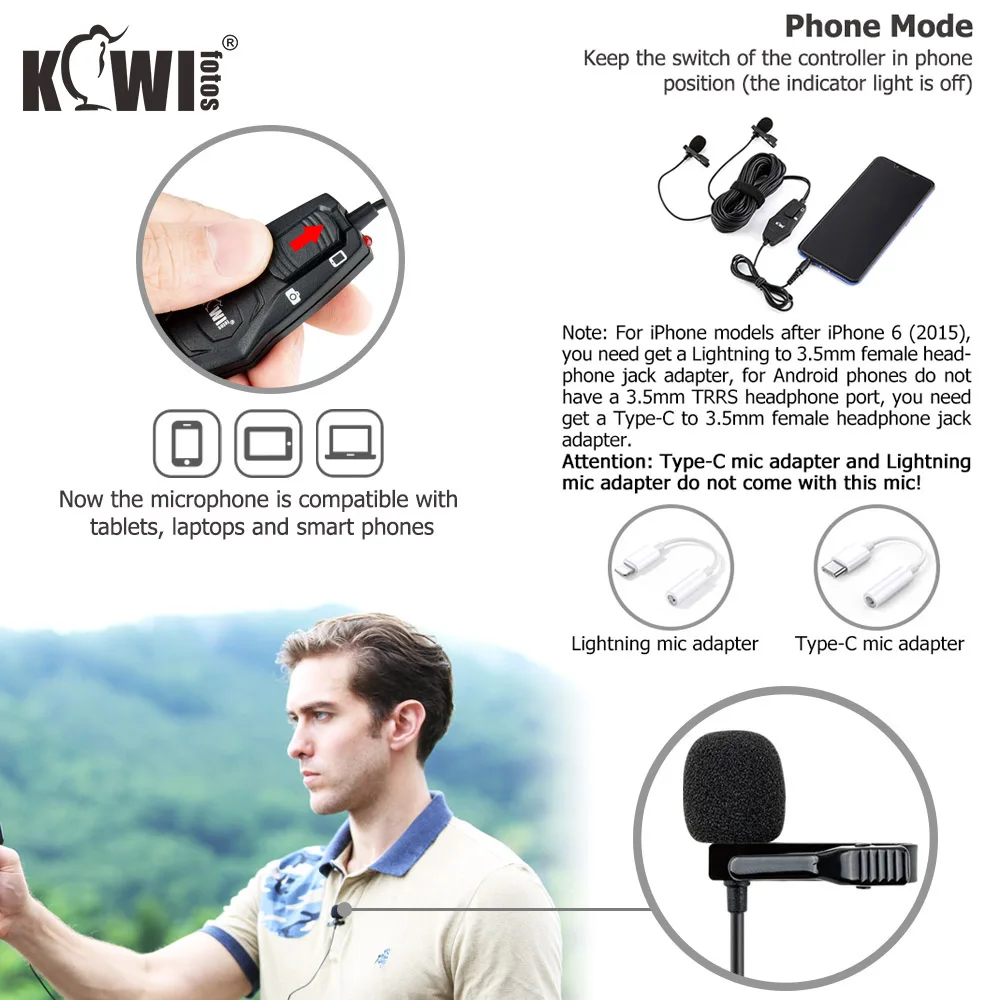 Micrófono Lavalier omnidireccional de doble cabeza para cámara Nikon, Canon, SONY, Fuji, videocámaras, teléfono inteligente, Interfaz de vídeo Vlog de 3,5mm