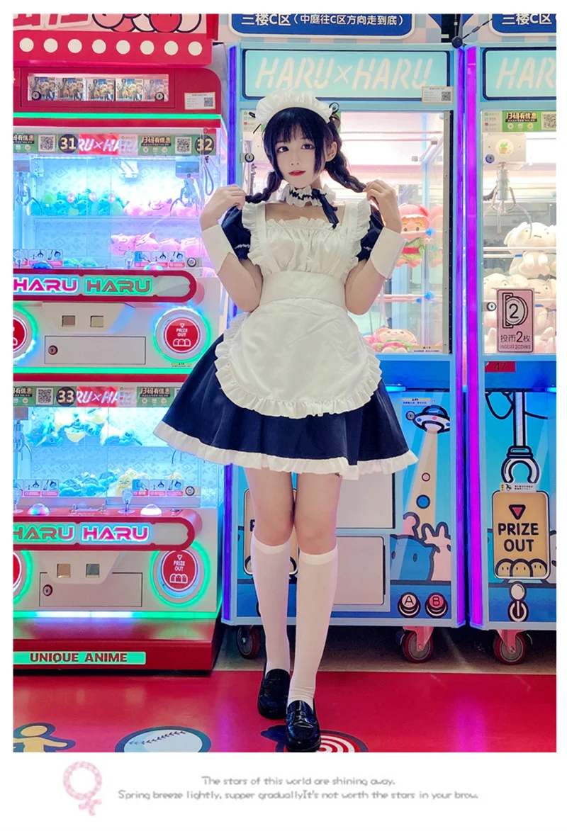 Volwassen Vrouwen Maid Cosplay Kostuum Japanse Kawaii Anime Lolita Boog Maid Schort Uniform Carnaval Party Zwart Wit Jurk Voor Meisjes