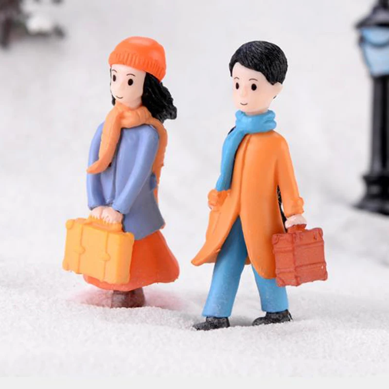 2Pcs 2x5.5cm Mini Figures Couple Home Decoration Accessories Fairy Garden Lovers Ornament Dollhouse Figurines Miniature Decor