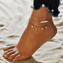 2PCS Vienkim Star Pendant Anklet Foot Chain Summer Yoga Beach Leg Bracelet Charm Anklets Jewelry Gift