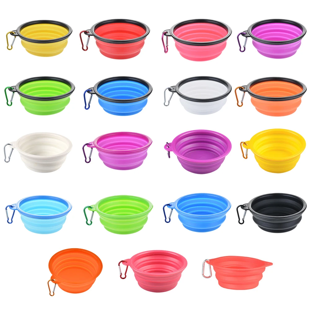 Collapsible Dog Travel Bowl Portable Silicone Pet Dogs Bowls For Traveling Camping Walking Outdoor Feeding Pet Folding Dish Bowl