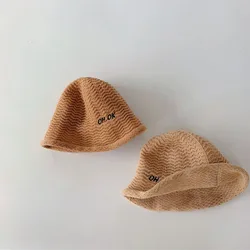 MILANCEL 2022 Spring New Kids Breathable Girls Hat Korean Boys Straw Hat Letter Embroidery Children Cap