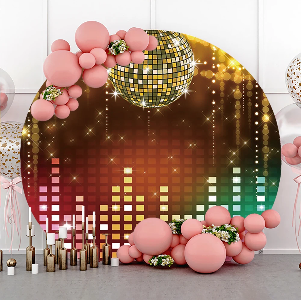 New Years Party Backdrop Time To Boogie Music Dance Show Stage Round Photography Background Photographic Backdrops Photophone