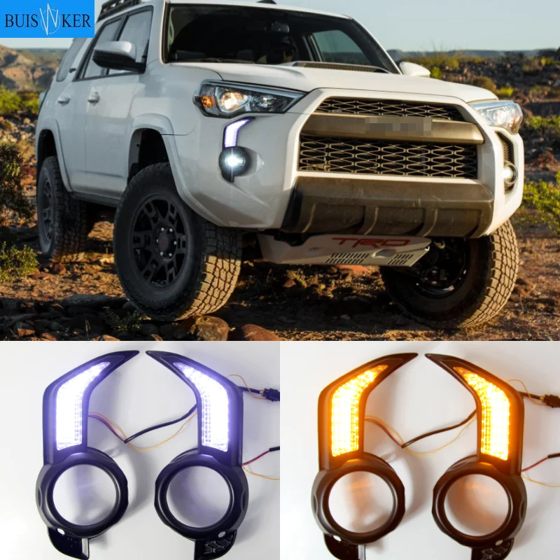 

12V Daytime running lights For Toyota 4 Runner 2014 - 2020 Drl with Dynamic turn signals for cars auto Led fog lights headlights