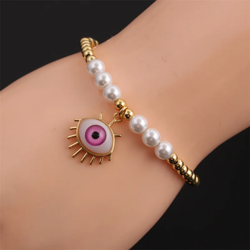 

Bohemian Demon Eye Pendant Bracelet Fashion Gothic Rice Bead Metal Chain Retro Adjustable Bracelet Bracelet Jewelry For Women