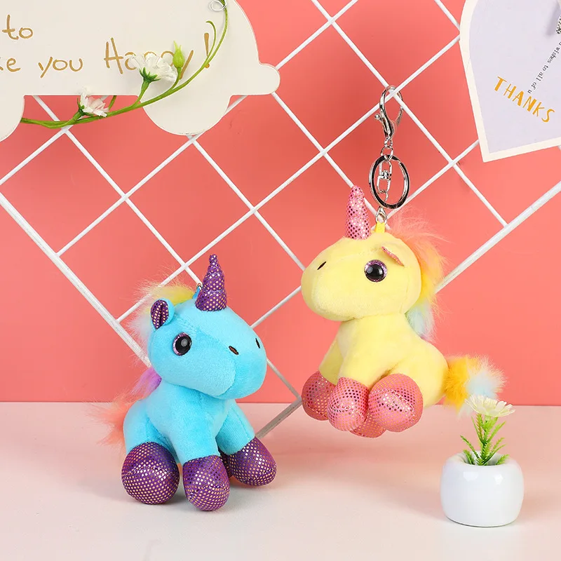 13cm Lovely Unicorn Plush Doll Toy Pendant Stuffed with Keyring for Children Kids Birthday Christmas Gifts