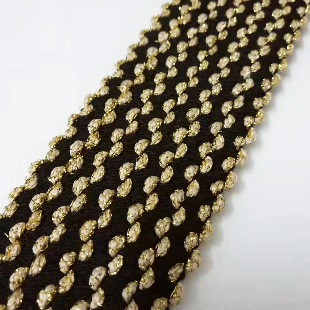 Czarne złoto taśma mikroelastyczna 6cm szerokości szycia koronki taśmy 1 jardów Arabia saudyjska Haberdashery elastyczne miękkie materiały w pasie