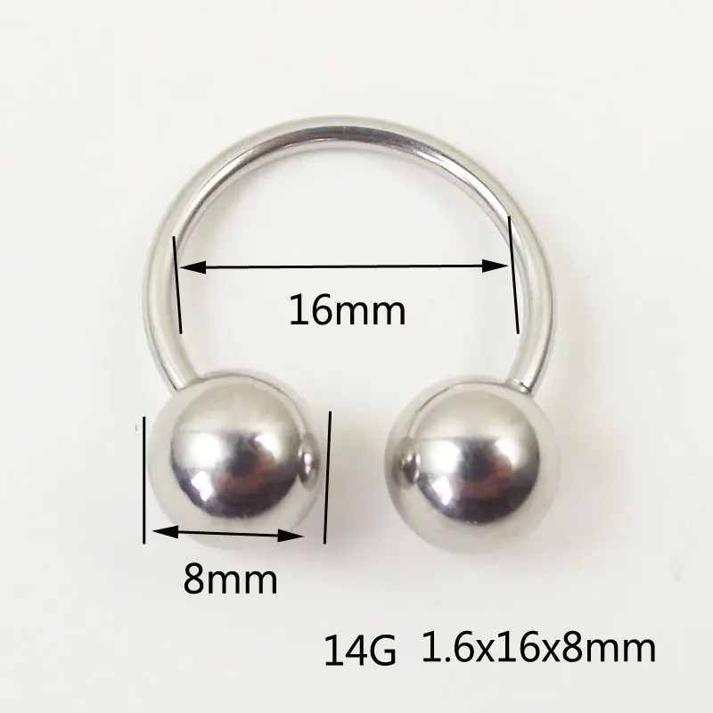 1 Piece Big Ball Stainless Steel CBR Ear Flesh Tunnel Hoop Sexy Rings Lip Horseshoe BCR Nose Rings Body Piercing Jewelry