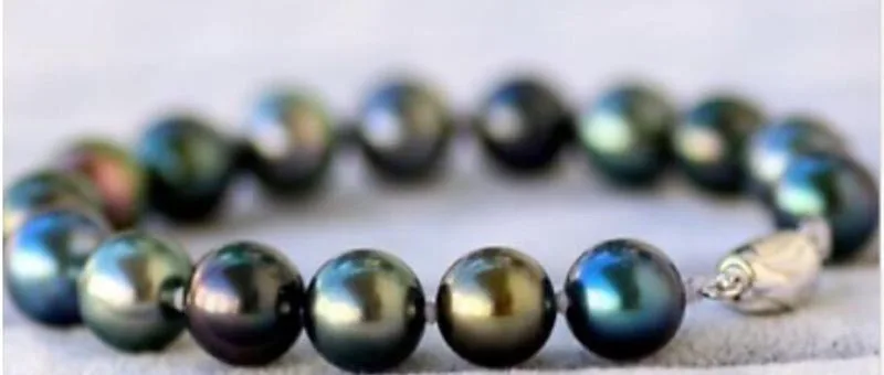 

STUNNING 11-12MM TAHITIAN ROUND MULTICOLOR PEARL BRACELET 7.5-8"