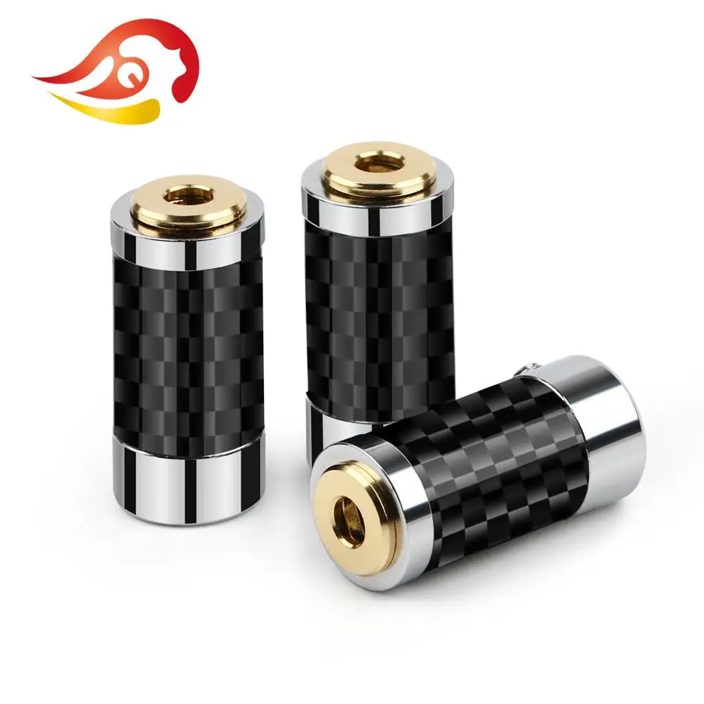 QYFANG 2.5mm 3.5mm Earphone Female Audio Jack 3 Contact Plug Metal Adapter Bright Carbon Fiber Shell Headphone Wire Connector