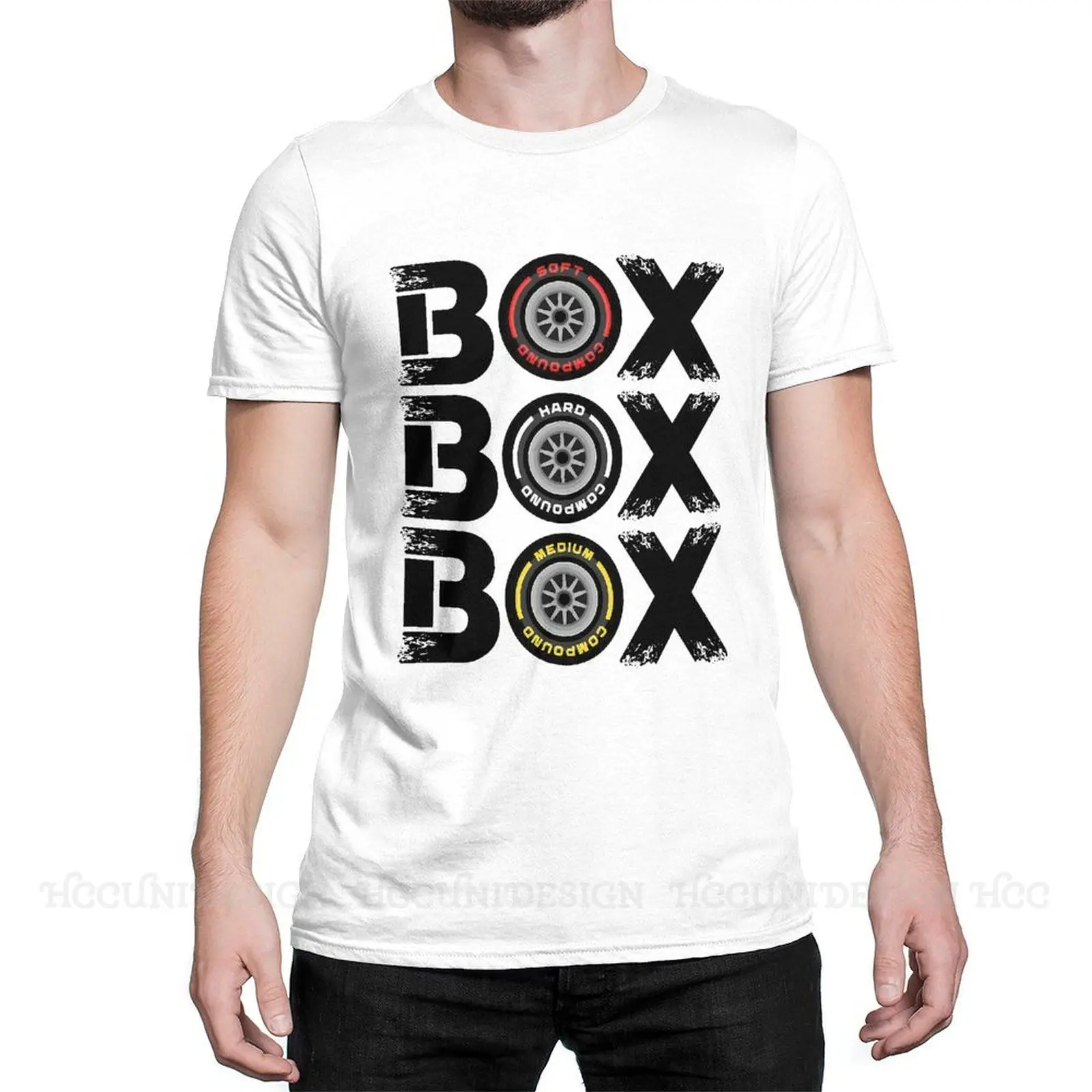 Men's Box Box Box F1 Tyre Compound V2 T Shirts Formula 1 100% Cotton Clothing Funny Short Sleeve Crewneck Tee Shirt