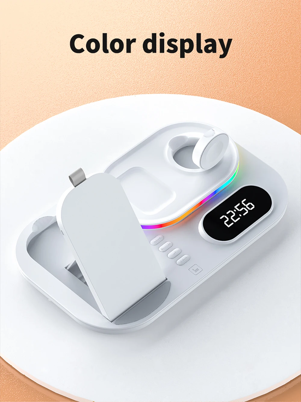 Kabelloses Ladegerät 4-in-1 Schnelle Kabellose Ladestation für iPhone 15 16 17 Pro Max Apple Watch Kabelloses Ladegerät mit Lampe und Uhr – Detail 21